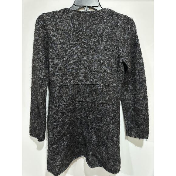 Beyond Threads Cardigan Sweater Womens Small Gray Blue Alpaca Silk Belted Knit - Picture 2 of 10